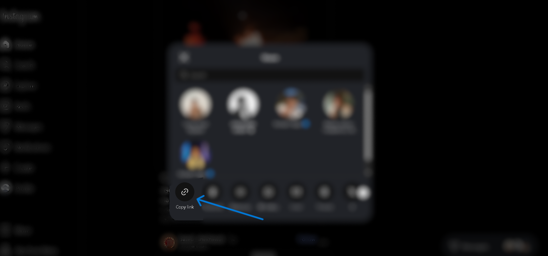 Copy the Instagram link